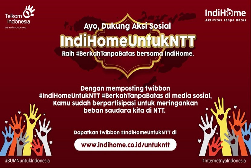 Bencana alam yang mengguncang Nusa Tenggara Timur (NTT) beberapa waktu yang lalu menggerakkan PT Telkom Indonesia (Persero) Tbk (Telkom) untuk meringankan beban saudara sebangsa di NTT dalam bentuk aksi peduli IndiHome untuk NTT.