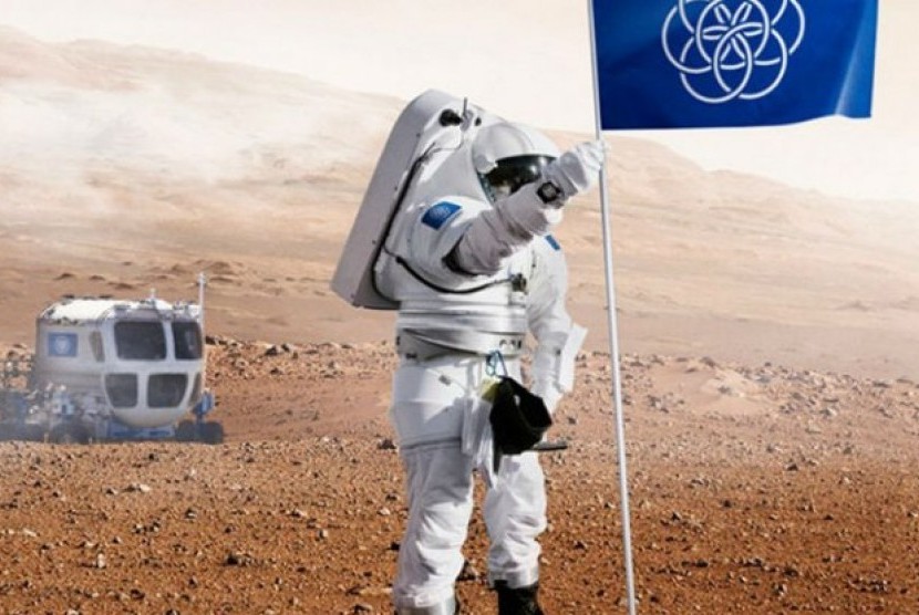 Bendera bumi ini rencananya akan dikibarkan jika misi eksplorasi planet Mars berhasil.