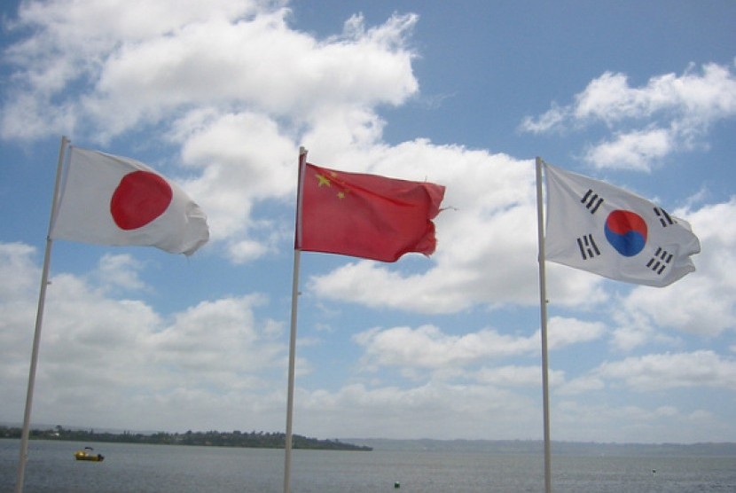 bendera Jepang, Cina, Korea