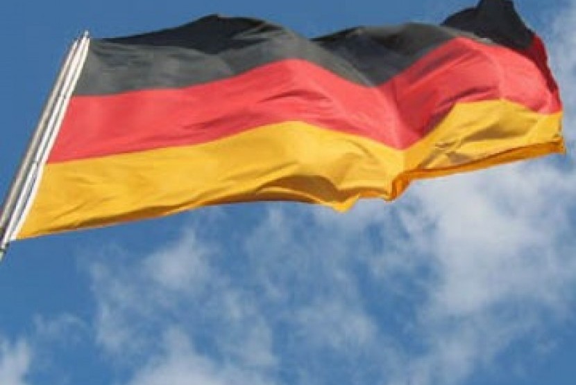 Bendera Jerman. Inflasi yang terus-menerus telah mendorong Jerman ke dalam resesi pada kuartal pertama tahun ini.