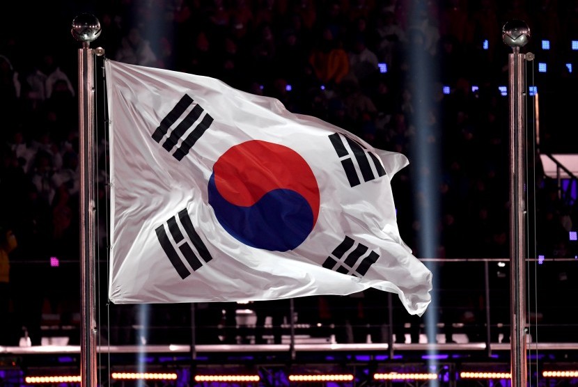 Bendera Korea Selatan. Hingga saat ini tidak ada WNI yang terdampak langsung akibat bencana banjir Seoul. Ilustrasi.