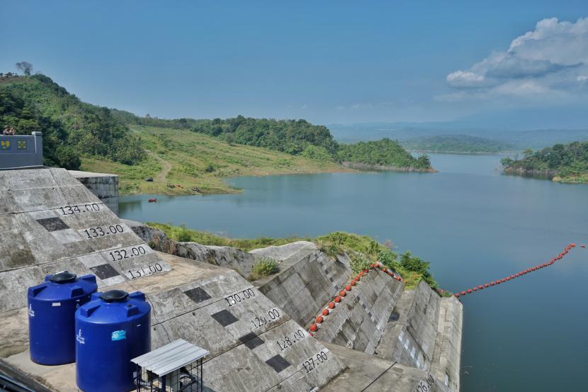 Bendungan Cipanas, di Desa Cibuluh, Kecamatan Ujungjaya, Kabupaten Sumedang, diresmikan, Selasa (9/7/2024). 