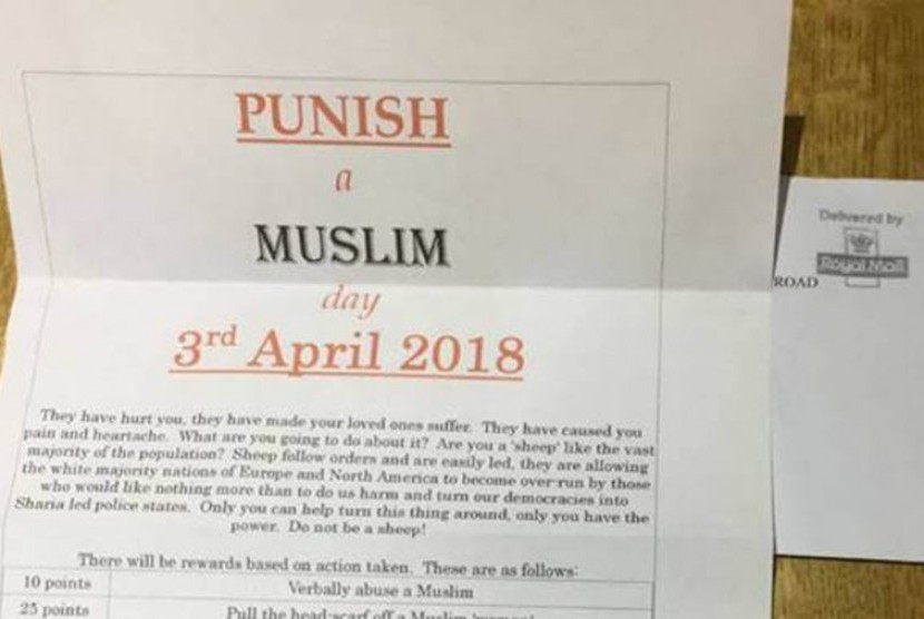 Beredar surat kaleng berisi tentang 3 April sebagai Hari Menghukum Muslim di Inggris.