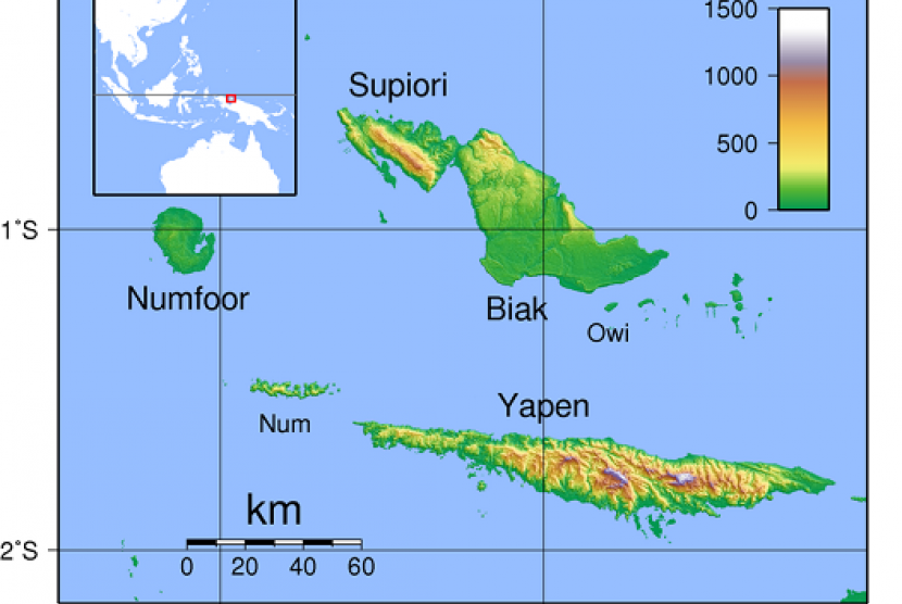 Biak Island is strategic location for satellite launch operation. (map of Biak island)  