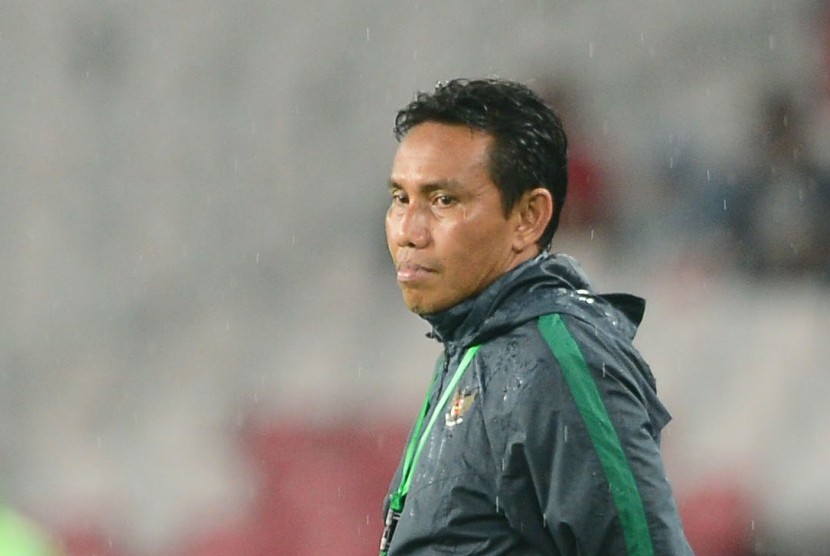 Pelatih timnas U-16 Indonesia Bima Sakti Tukiman.