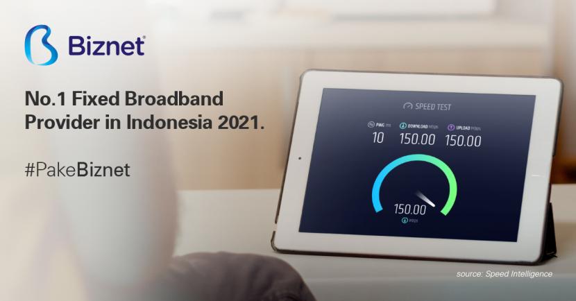  Biznet berhasil mempertahankan peringkat teratas sebagai provider fixed broadband internet tercepat berdasarkan speed score tertinggi 40.66 poin.