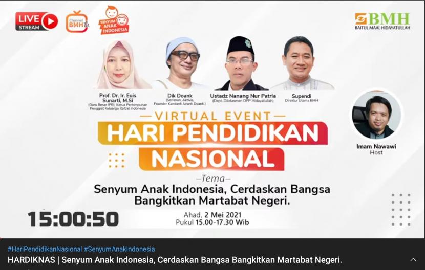 BMH memanfaatkan momentum Hardiknas dengan menggelar  virtual event bertajuk Senyum Anak Indonesia, Cerdaskan Bangsa, Bangkitkan Martabat Anak Negeri, Ahad (2/5).