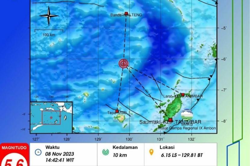 BMKG mencatat gempa susulan dengan magnitudo 6,7 di Laut Banda, Maluku, Rabu (8/11/2023), pukul 20.02 WIB.