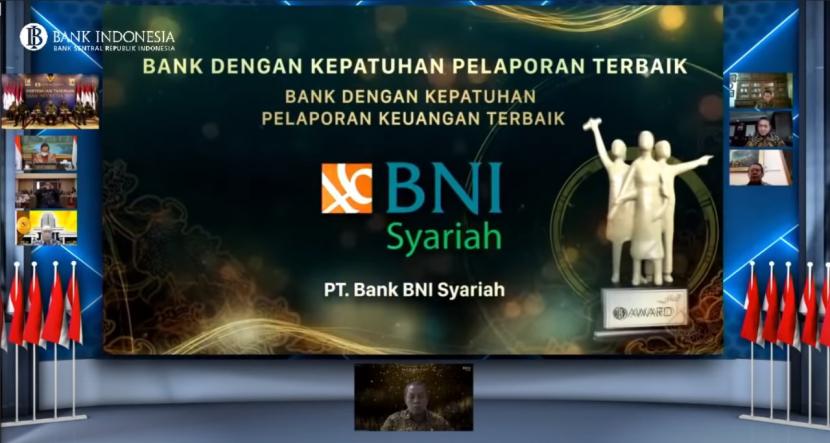 BNI Syariah mendapatkan penghargaan Bank Indonesia Award (BI Award) 2020 untuk kategori kelompok bank dengan kepatuhan pelaporan keuangan terbaik. Penghargaan ini merupakan bagian dari rangkaian acara Pertemuan Tahunan Bank Indonesia (PTBI) tahun 2020.