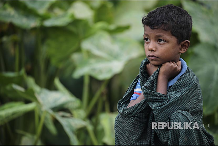Bocah Rohingya di pengungsian Rohingya di Ukhiya, Cox Bazaar, Bangladesh