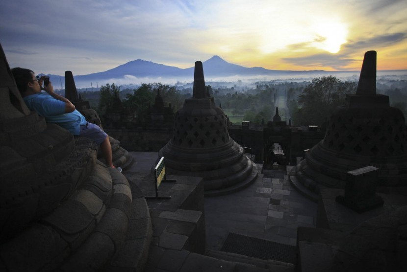 Borobudur temple, one of the main and popular Indonesia's tourism destination.