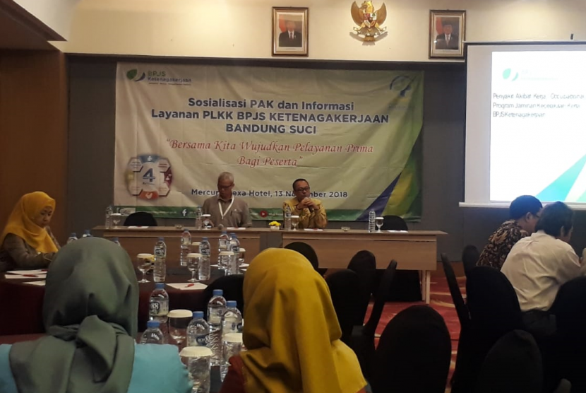 BPJS Ketenagkerjaan Bandung Suci menggelar sosialisasi PAK kepada asosiasi klinik di Kota Bandung, Selasa (13/11). 
