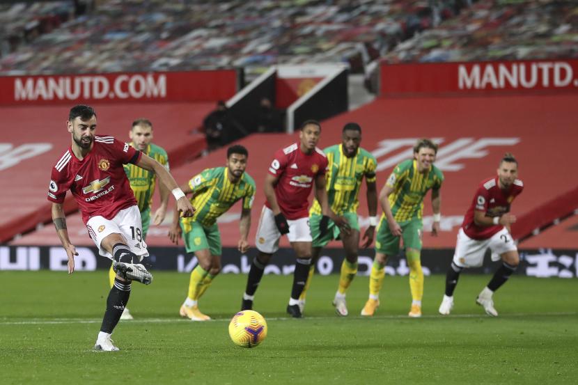 Bruno Fernandez mencetak satu-satunya gol Manchester United (MU) ke gawang West Bromwich Albion melalui titik putih.