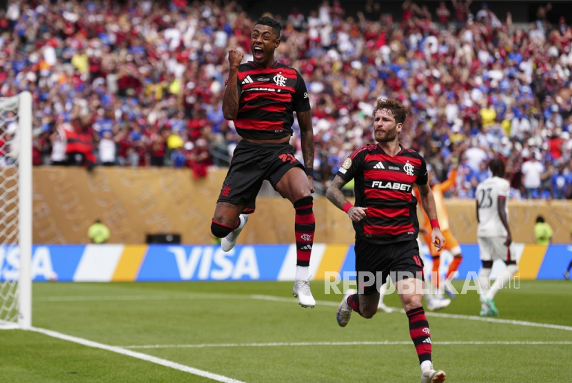 Bruno Henrique dari Flamengo merayakan golnya ke gawang Chelsea dalam pertandingan sepak bola Grup D Piala Dunia Antarklub 2025 di Philadelphia, Sabtu, 21 Juni 2025 WIB. 