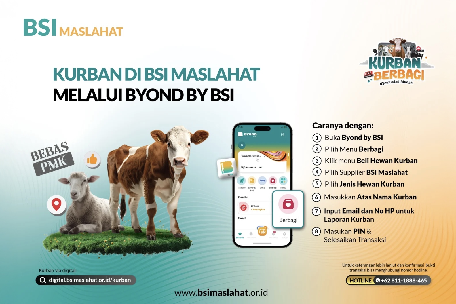 BSI Maslahat memudahkan pekurban melalui program Kurban Berbagi.