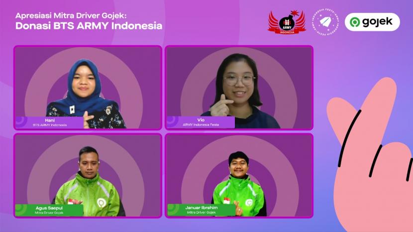 BTS Army Indonesia memberi apresiasi tip Rp 150 juta kepada 35 ribu mitra pengemudi Gojek yang membantu pemesanan BTS Meal. 