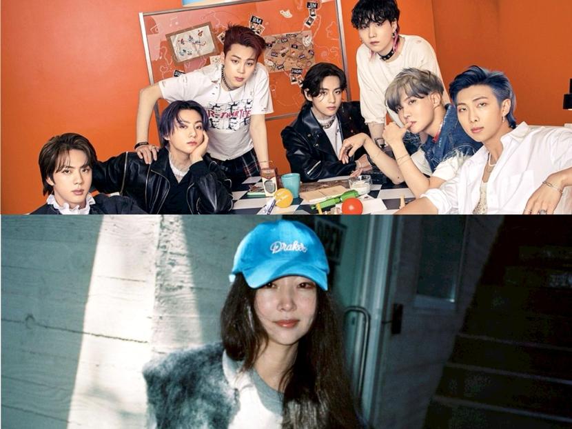 BTS (atas) dan CEO Ador Min Hee-jin (bawah). Ketegangan Hybe dan Min Hee-jin menarik nama BTS.