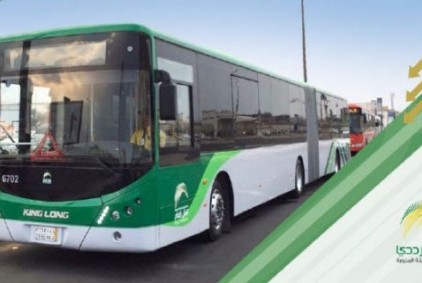 Bus layanan peziarah Masjid Nabawi.