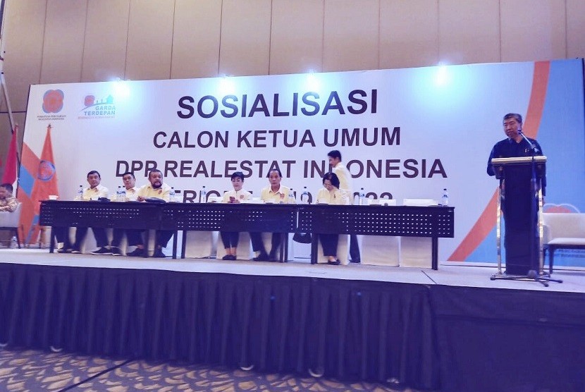 Caketum DPP REI Totok Lusida di hadapan ratusan anggota REI pada acara Sosialiasi Calon Ketua Umum DPP REI periode 2019-2022 di Jakarta.