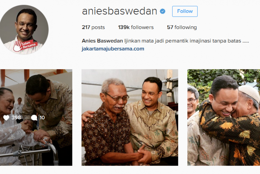 Calon Gubernur DKI Jakarta mengunggah tiga foto gurunya saat di Sekolah Dasar, di akun Instagram pribadinya, Jumat (25/11).
