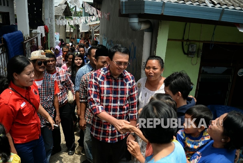 Jakarta governor candidate in the Jakarta gubernatorial election 2017, Basuki Tjahaja Purnama (Ahok), in one of his campaign visit.