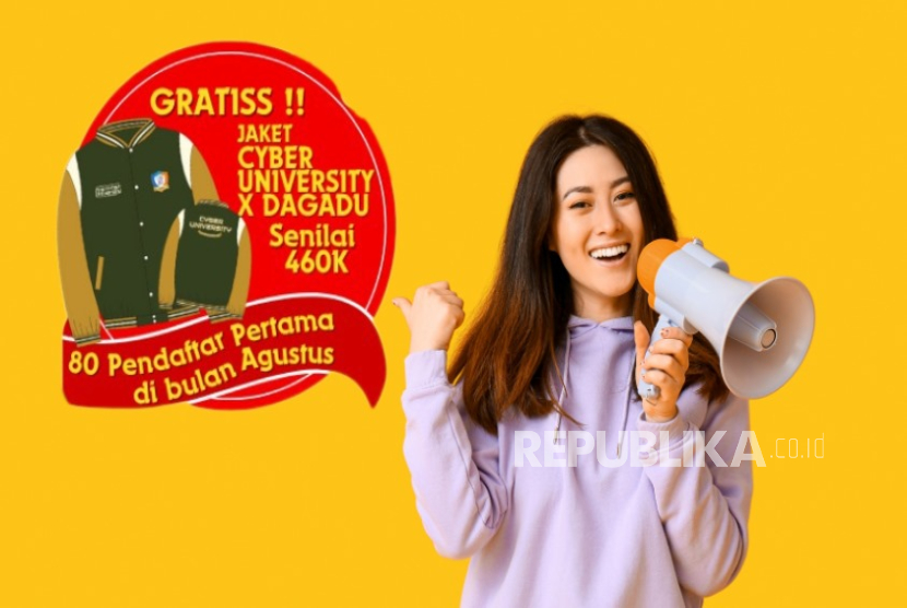 Calon mahasiswa Cyber University bisa mendapatkan Jaket Varsity eksklusif hasil kolaborasi kampus dan Dagadu.