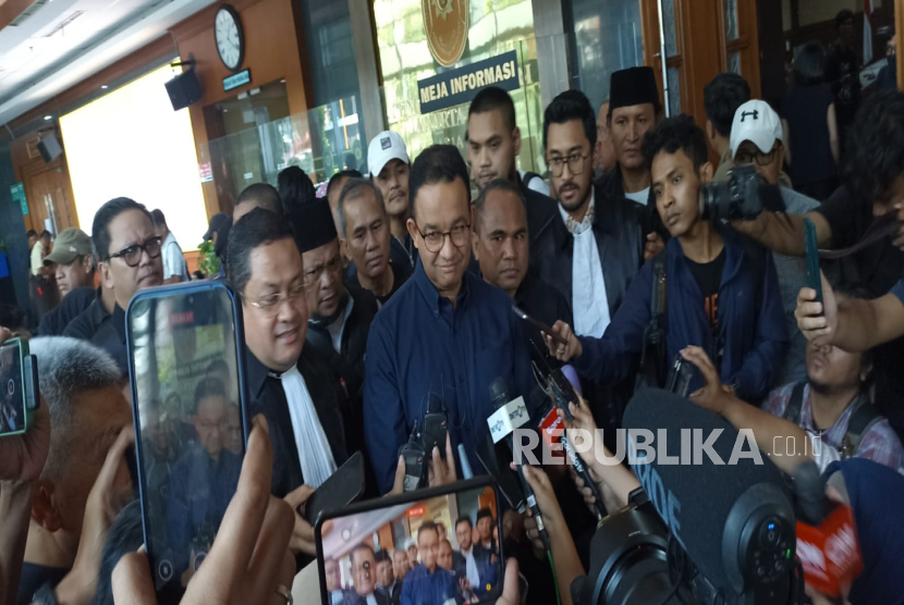 Capres 2024 Anies Rasyid Baswedan di Pengadilan Negeri Jakarta Pusat (PN Jakpus) pada Kamis (6/3/2025).