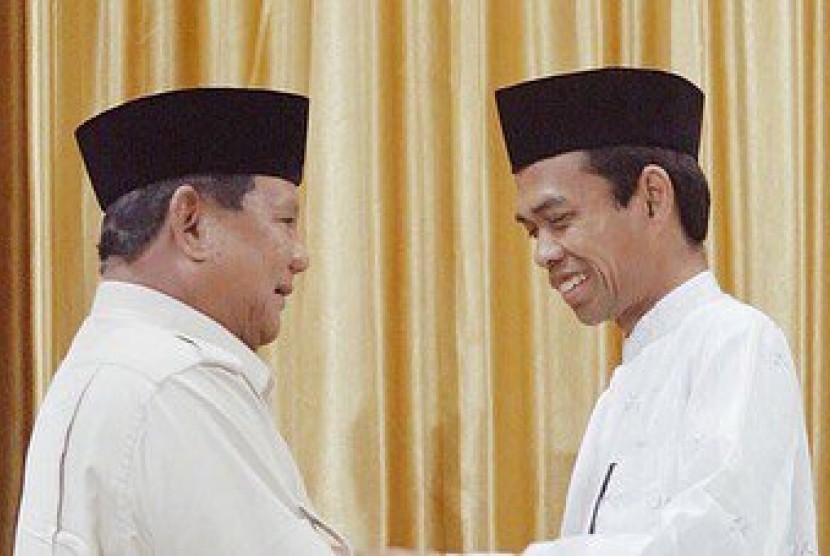 Ustaz Abdul Somad (UAS) bertemu Prabowo Subianto saat pergelaran pilpres.