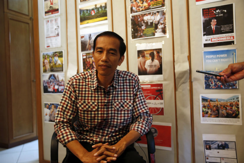 Capres nomor urut dua, Joko Widodo, dalam wawancara dengan Reuters di Jakarta pada Kamis (10/7). 