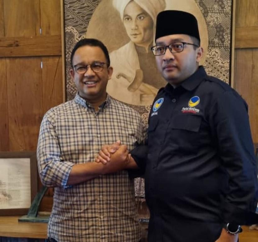 Capres Partai Nasdem Anies Rasyid Baswedan bersama Ketua Garpu Jawa Barat (Jabar), Heikal Safar.