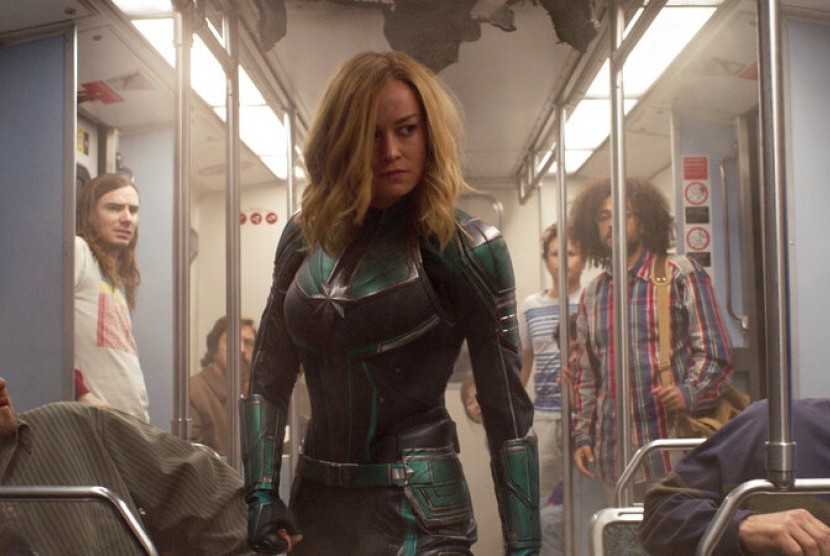 Brie Larson dalam Captain Marvel. Film ini dibuat sekuelnya untuk rilis pada 2022.