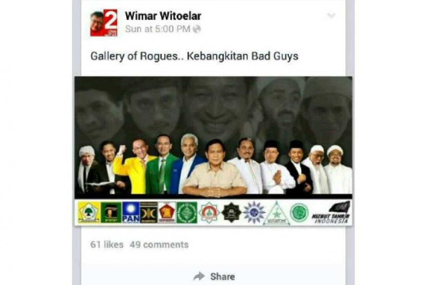 Capture akun Facebook Wimar Witoelar