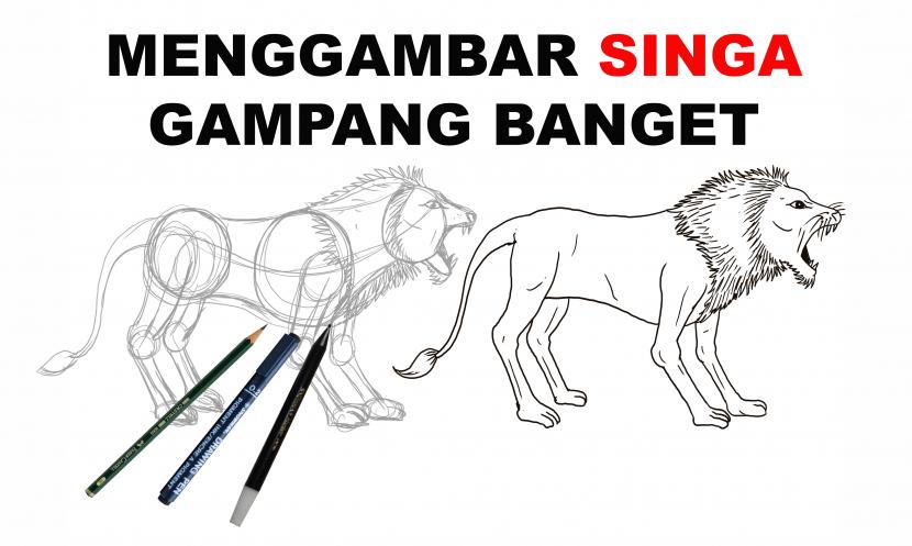 Cara mudah menggambar Singa 