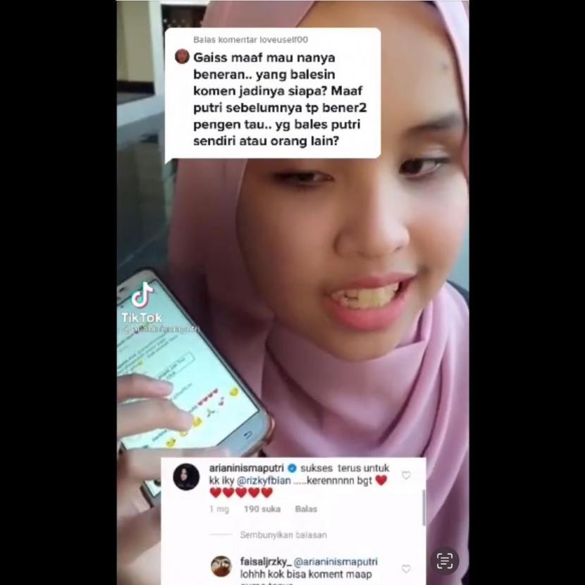 Cara Putri Ariani membalas komentar warganet di Instagram.