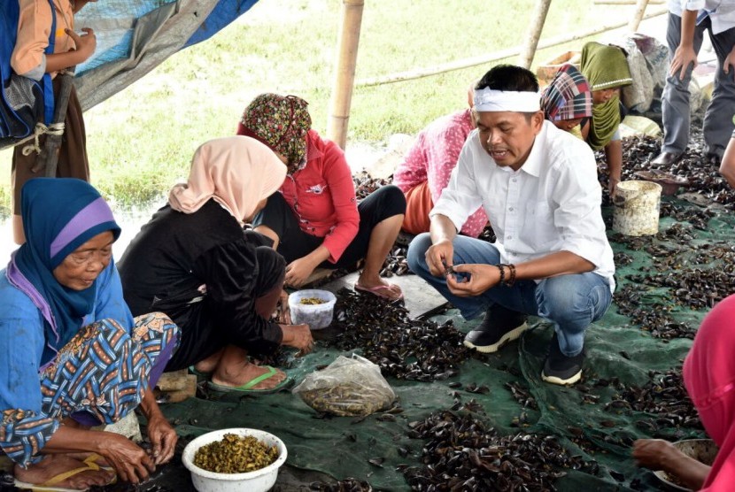 Cawagub Dedi Mulyadi bersama warga pesisir di Kecamatan Tarumajaya, Kabupaten Bekasi