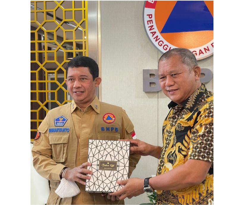Cegah karhutla di Muba, Pj Sekda Musni Wijaya temui Kepala BNPB Letjen TNI Suharyanto.