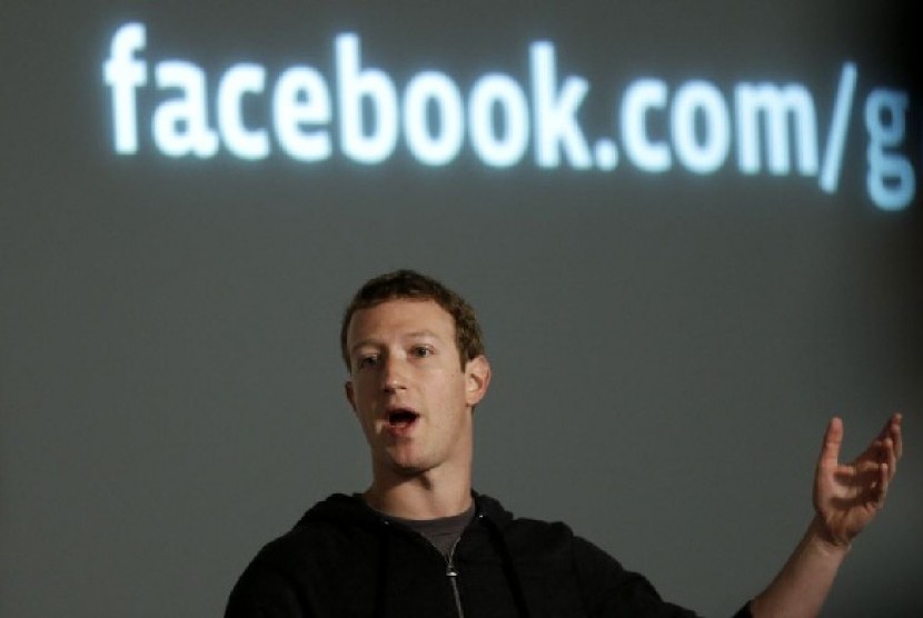 CEO Facebook Mark Zuckerberg berbicara di kantor pusat perusahaan di Menlo Park, Kalifornia.