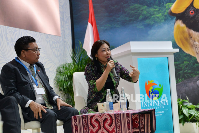 CEO of PT Vale Indonesia Tbk (PT Vale), Febriany Eddy, speaking at Indonesia Pavilion at COP 29, Baku, Azerbaijan.