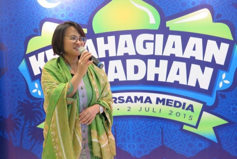  CEO XL Dian Siswarini dalam acara Buka Bersama Media di Jakarta. Kamis (2/7).