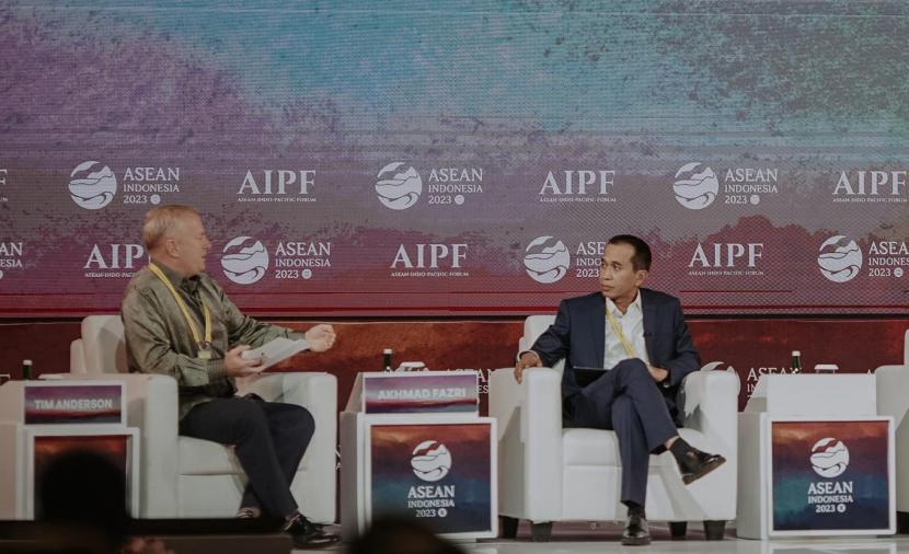 Chief Financial Officer (CFO) MIND ID, Akhmad Fazri dalam ASEAN-Indo-Pacific Forum (AIPF) 2023 di Hotel Mulia Jakarta, Rabu (6/9/2203).