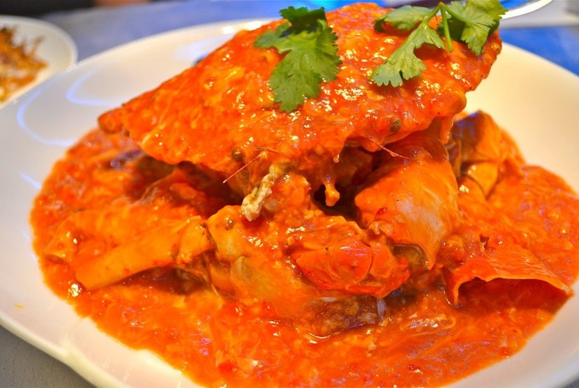 Chili crab khas Singapura.