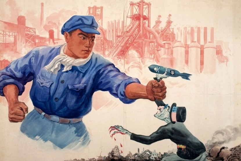 China vs West propaganda campaign poster (illustration) 