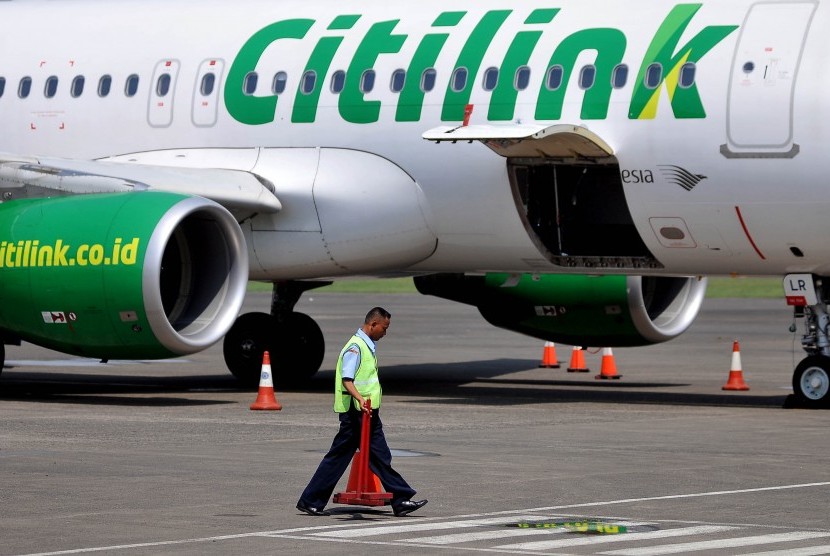 Citilink (Ilustrasi). Maskapai berbiaya hemat Citilink memastikan akan menyesuaikan harga tiket dengan kenaikan tarif Pelayanan Jasa Penumpang Pesawat Udara (PJP2U) atau Passenger Service Charge (PSC) di bandara.