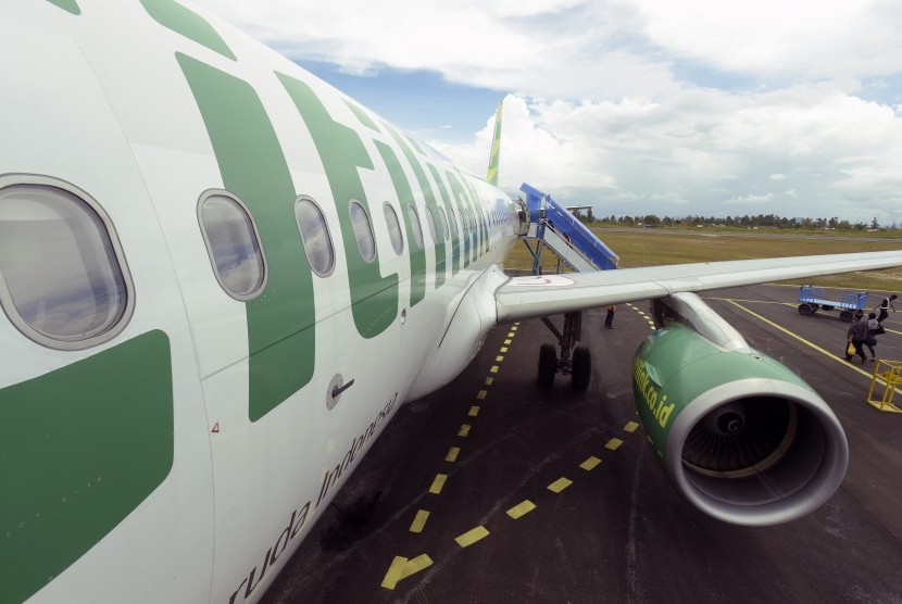 Roda pesawat Citilink tersangkut layang-layang saat akan mendarat di Bandara Adisutjipto. Ilustrasi.