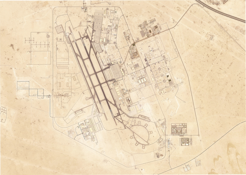 Citra satelit dari Planet Labs PBC ini menunjukkan Pangkalan Udara Al Udeid di luar Doha, Qatar, Ahad 15 Juni 2025.