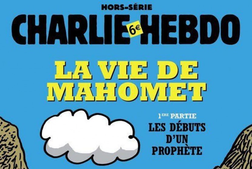 The controversial comic of the Prophet Muhammad PBUH by Charlie Hebdo.