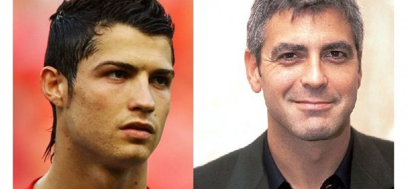 Cristiano Ronaldo (kiri), George Clooney (kanan)