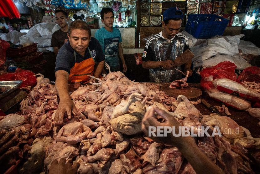 Harga ayam potong di sejumlah pasar tradisional Kota Palembang, Sumatera Selatan, mulai naik (Foto: ilustrasi pedagang ayam potong)