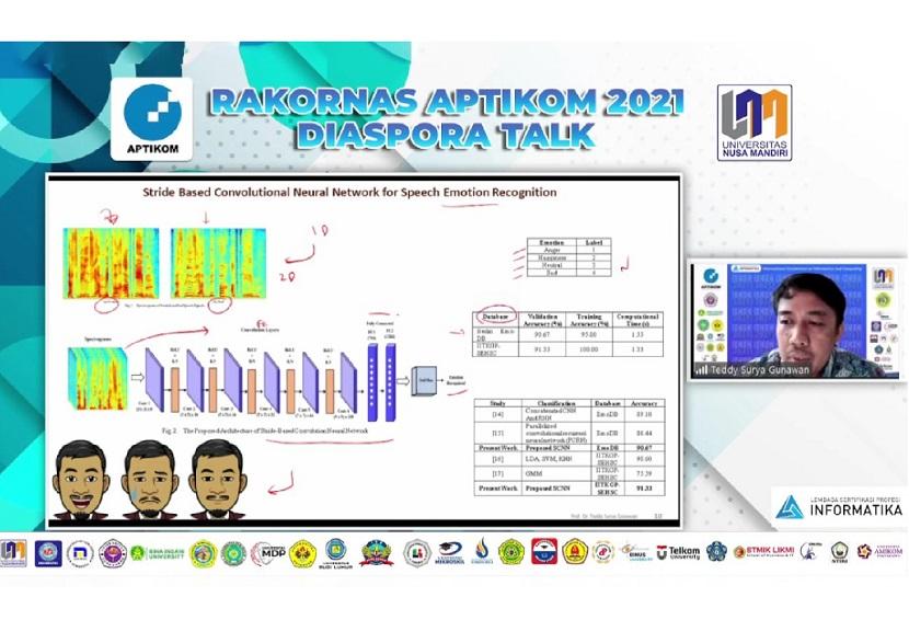 Dalam acara Diaspora Talk salah satu narasumbernya, menghadirkan Prof Teddy Surya Gunawan dari Malaysia. Kegiatan ini, masuk dalam rangkaian virtual event Rakornas Aptikom 2021, yang digelar dari tanggal 1-6 November 2021.