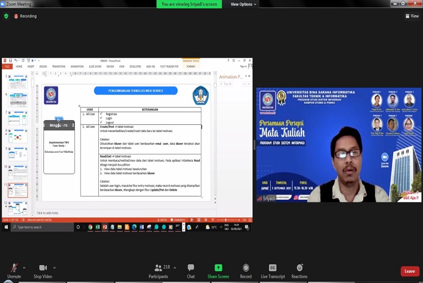 Dalam menyiapkan kegiatan belajar mengajar pada semester Gasal 2021/2022, Prodi SI Universitas BSI mengadakan Persamaan Persepsi Matakuliah. Kegiatan ini bertajuk Sinergi Model Pembelajaran Daring, Jumat (3/9) lalu.